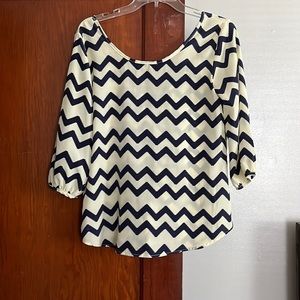 Navy and cream chevron blouse
